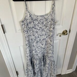 Lulu's Blue and White Floral Midi Dress